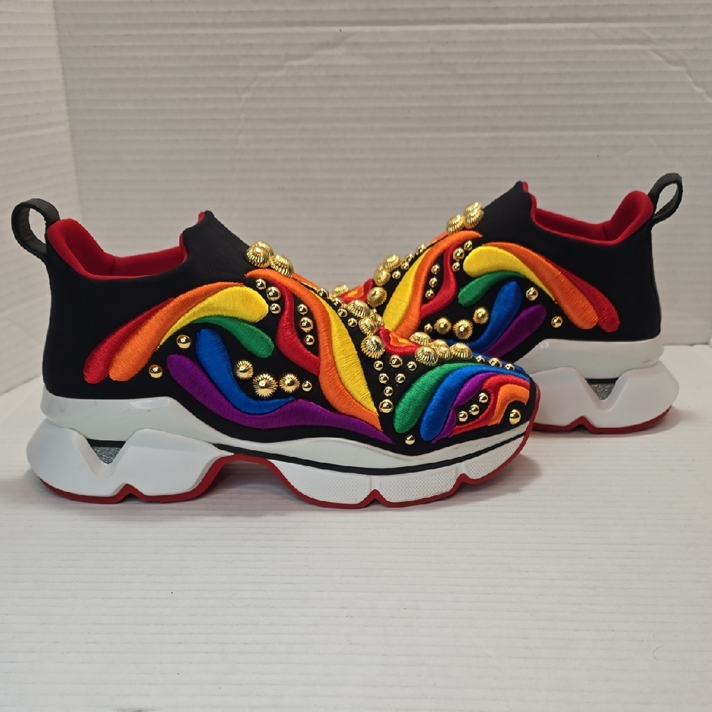 Christian Louboutin Space Sock Donna Rainbow-Embroidered Sneakers